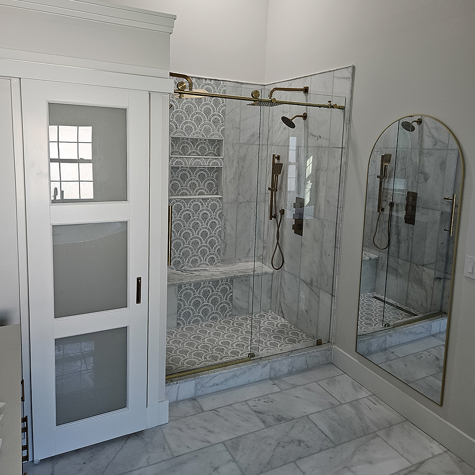 Bathroom remodeling project with custom shower and improved layout