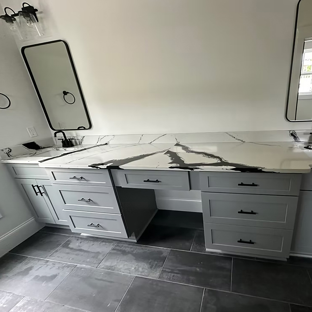 Modern bathroom remodel for a Carteret County home